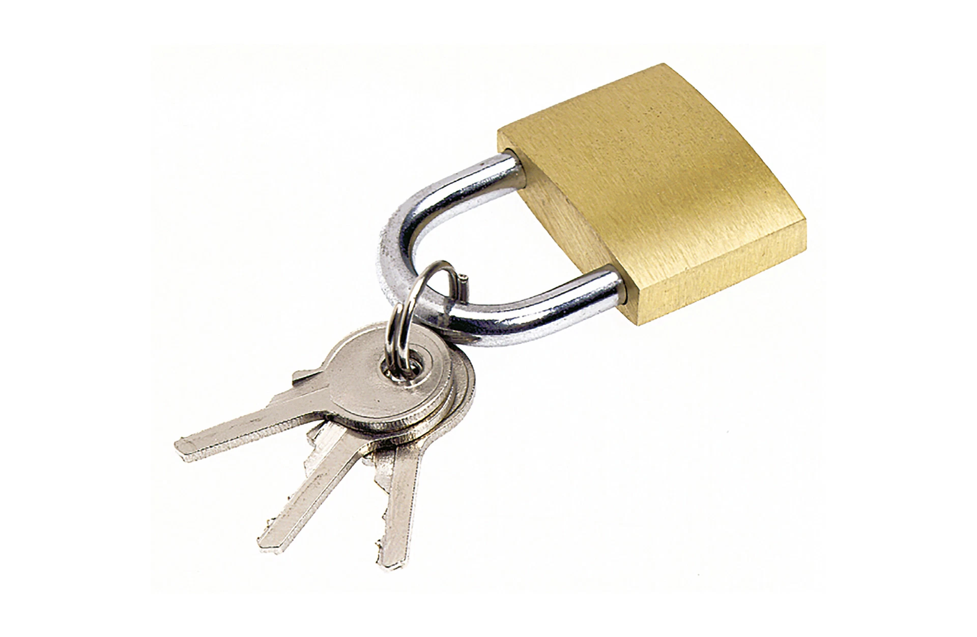 Vorhängeschloss - diagonale Ansicht auf weißem Grund