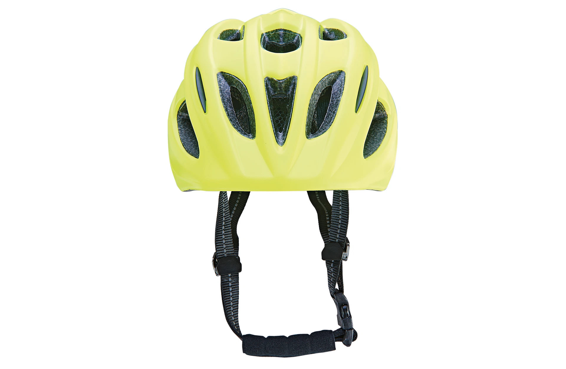 Kinderfahrradhelm gelb - Ansicht von vorne auf weißem Grund