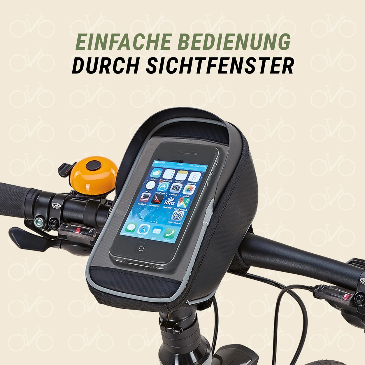 Smartphone Tasche Lenker Sichtfenster - diagonale Ansicht
