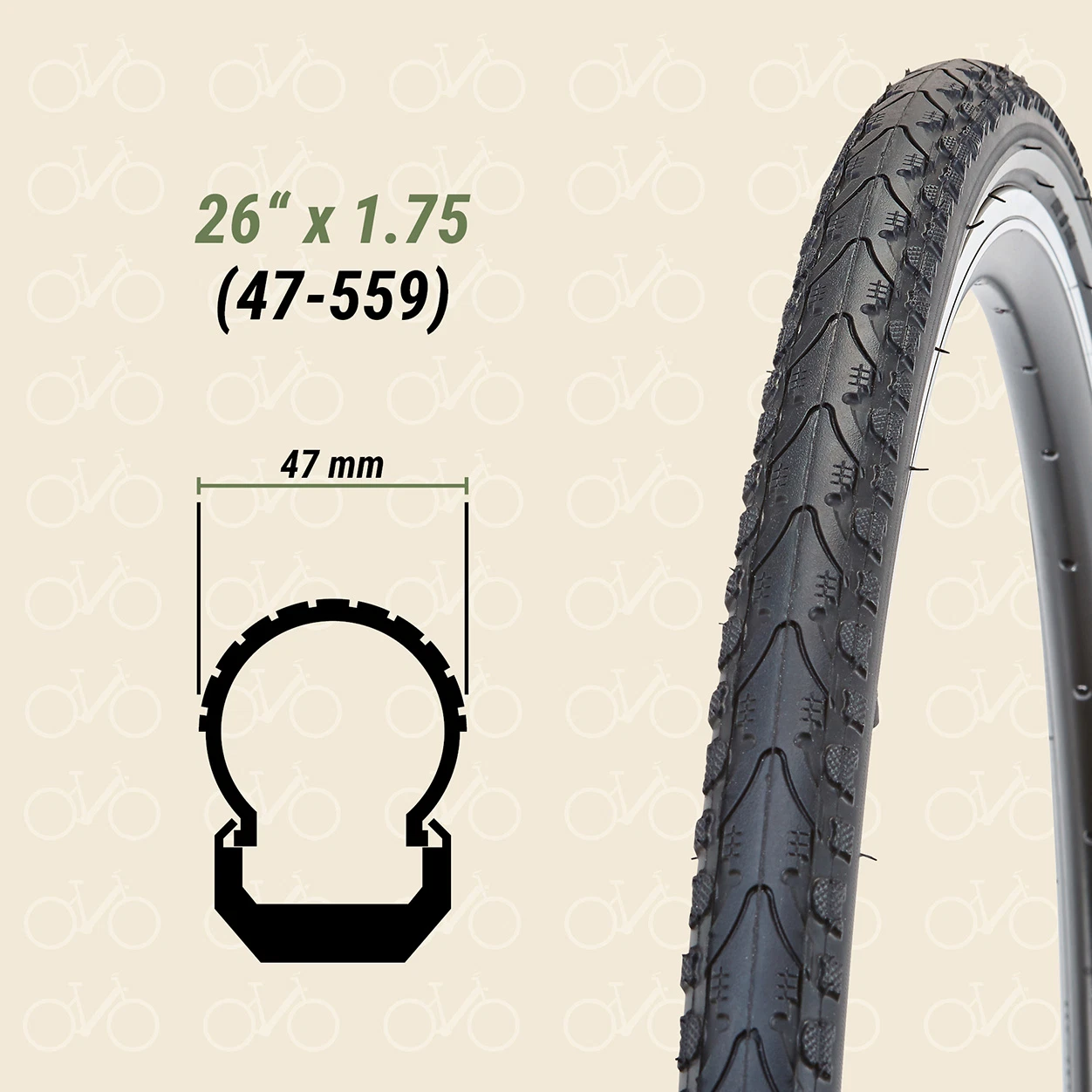 Reifen 26" x 1,75 (47-559) Reifenbreite 47mm - detailansicht