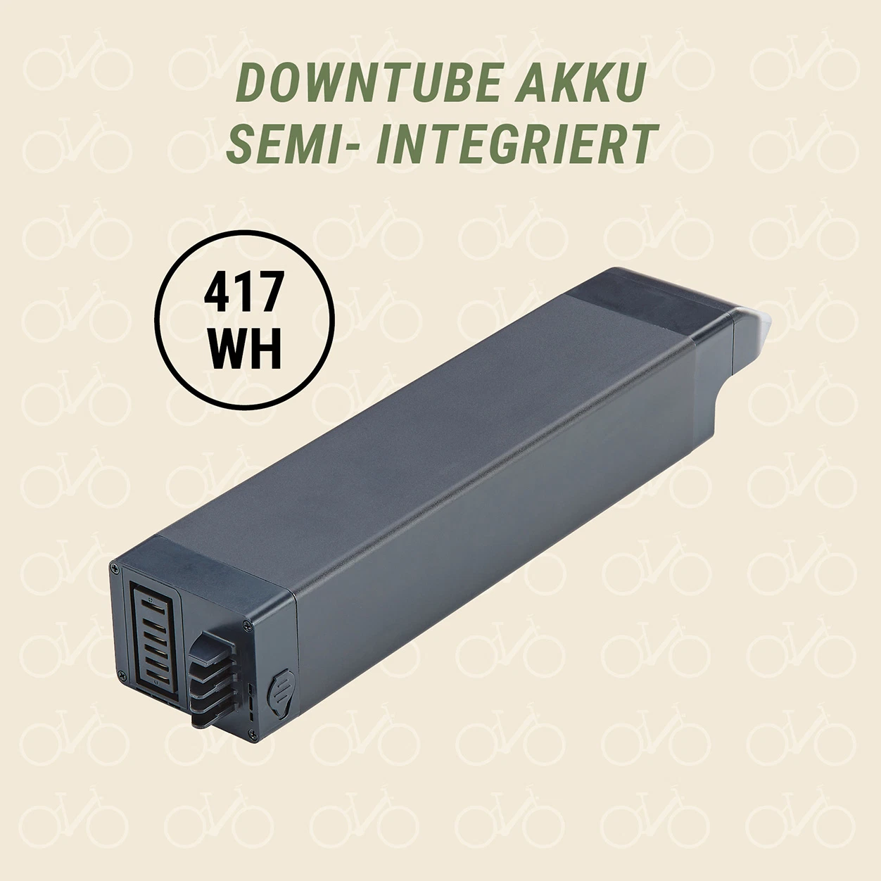 Downtube Akku semi- integriert 417 Wh - diagonale Ansicht