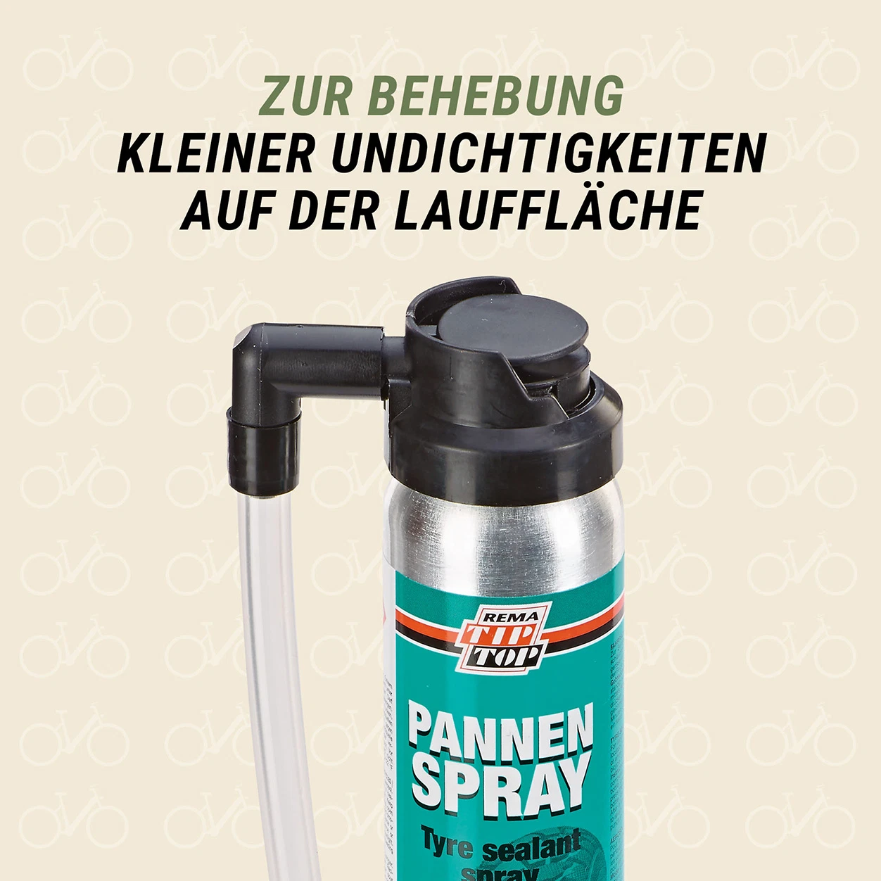 Pannenspray zur Behebung kleiner Undichtigkeiten auf der Lauffläche - detailansicht
