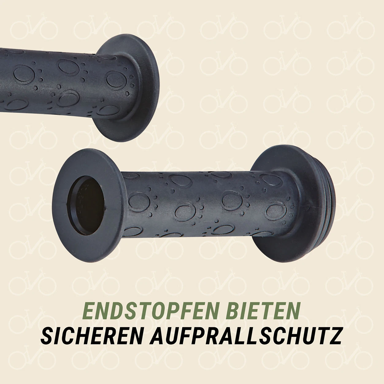 Kinder Fahrradgriffe Schwarz endstopfen bieten sicheren Aufprallschutz - detailansicht