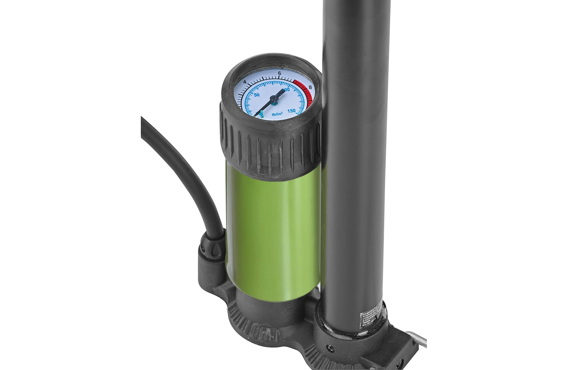 Standluftpumpe schwarz/grün - Detailansicht Manometer