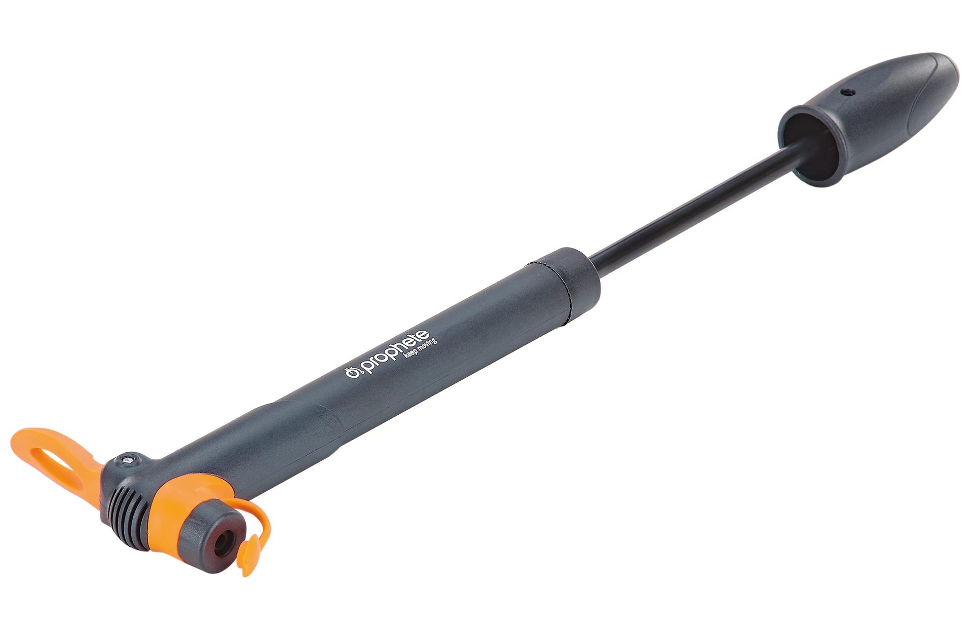 Handpumpe mit Halterung auf - Ansicht von vorne auf weißem Grund