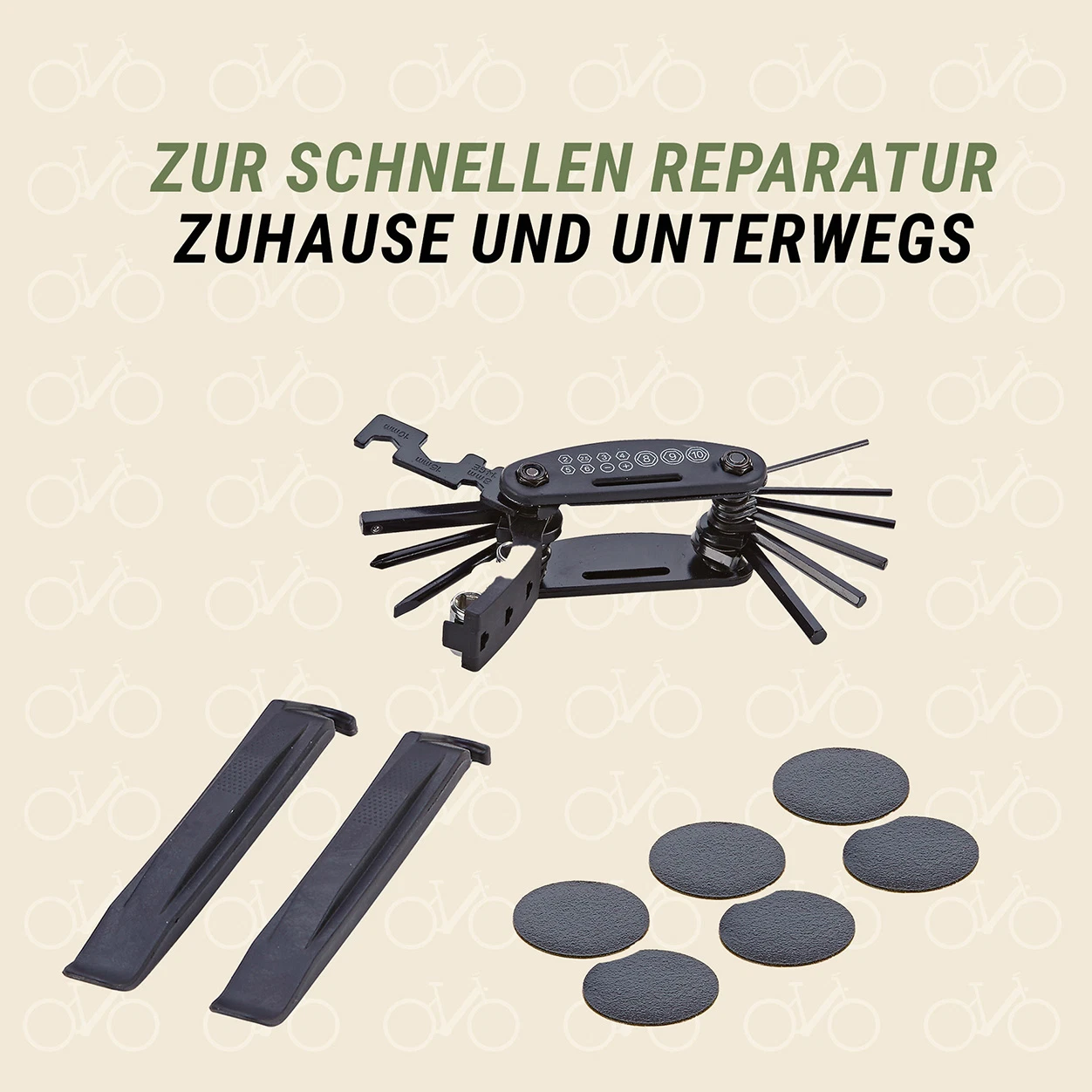 Fahrrad Reparaturset "Tour" für Zuhause und unterwegs - diagonale Ansicht