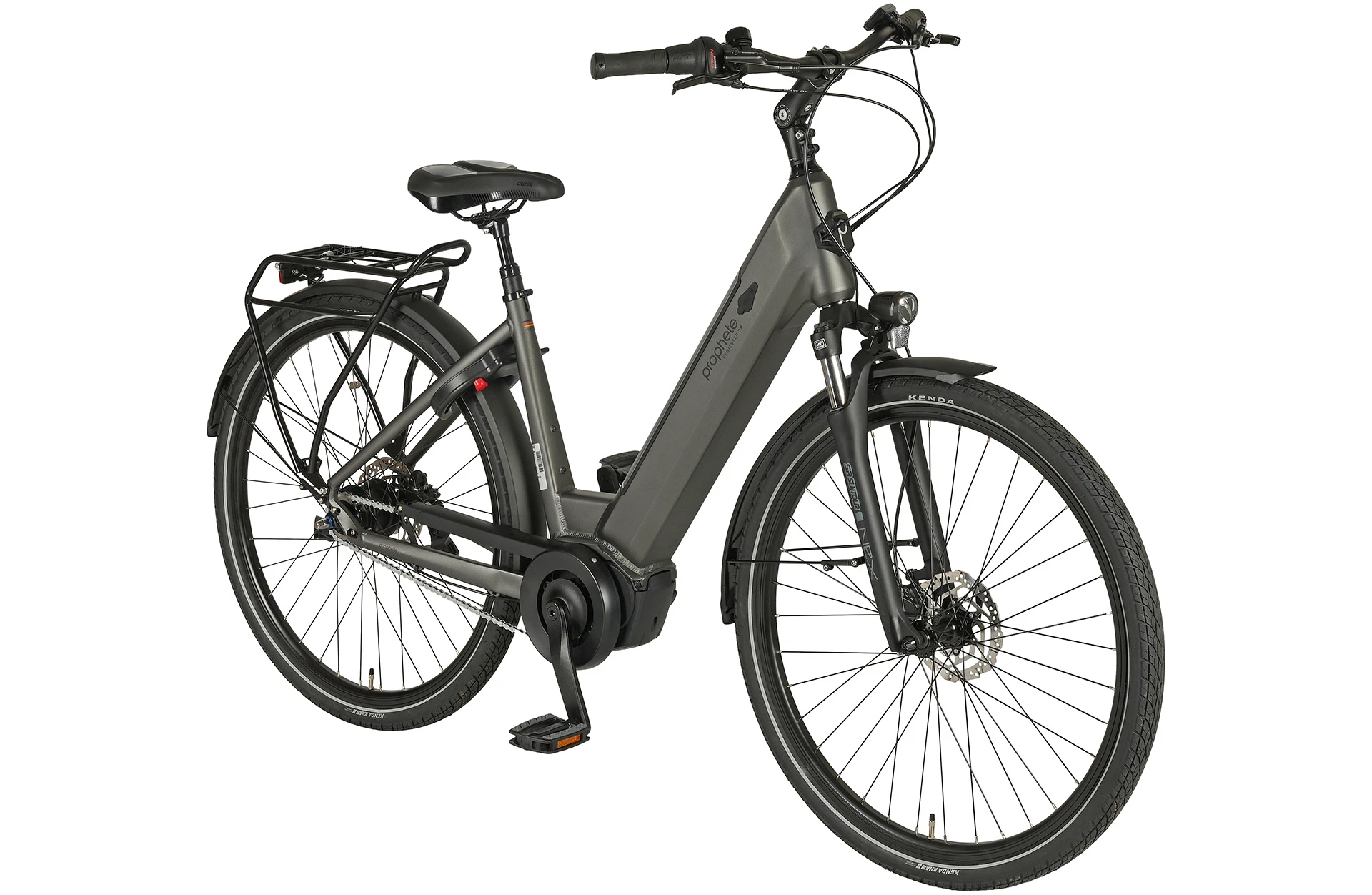 Geniesser 3.0 grau City E-Bike - diagonale Ansicht auf weißem Grund