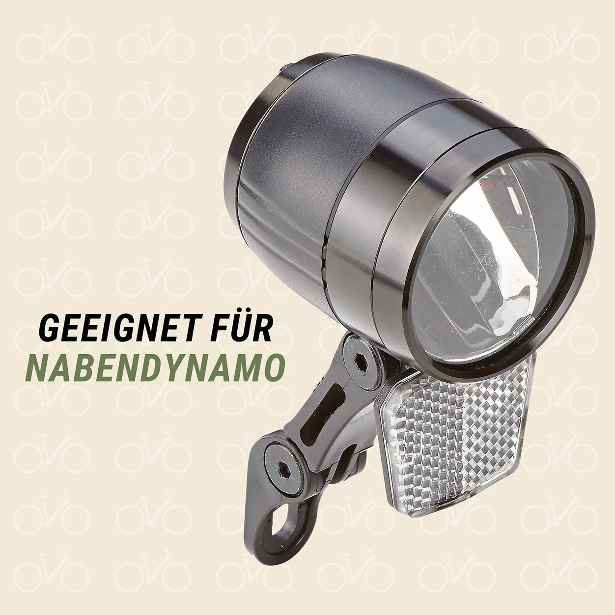 LED-Scheinwerfer 100 LUX geeignet für Nabendynamo - diagonale Ansicht