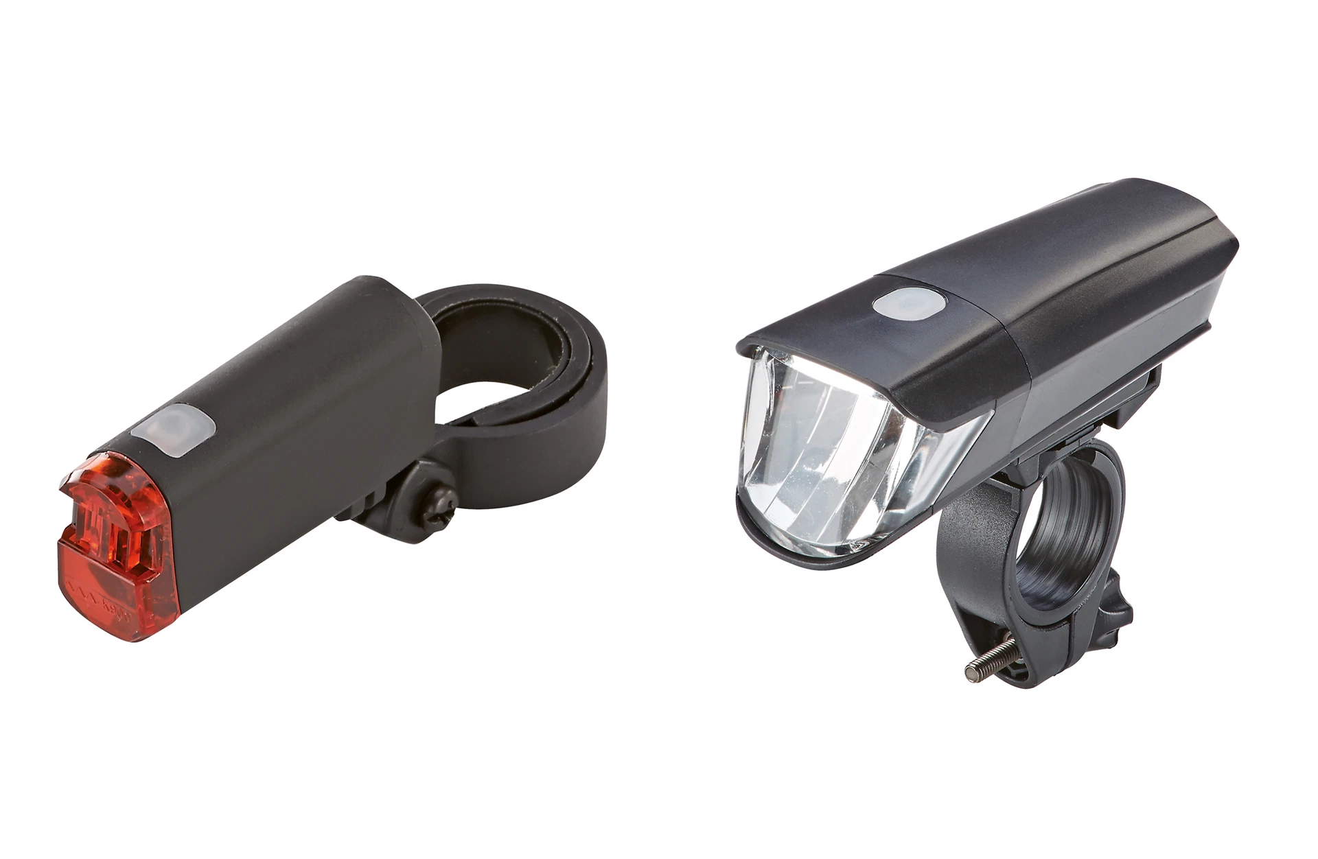 Beleuchtungsset mit Scheinwerfer und Rücklicht - diagonal auf weißem Grund