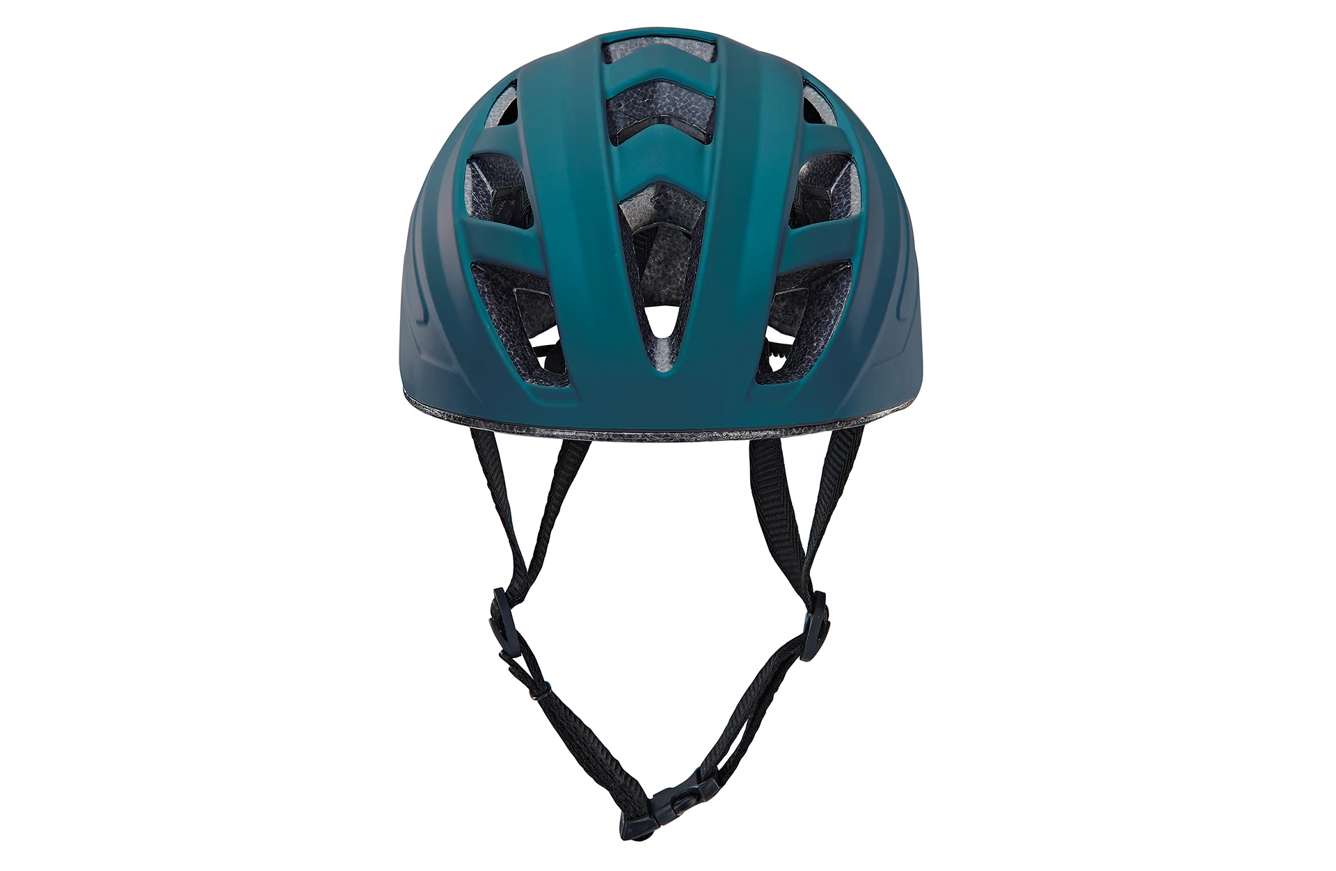 Fahrradhelm türkis - Ansicht von vorne auf weißem Grund