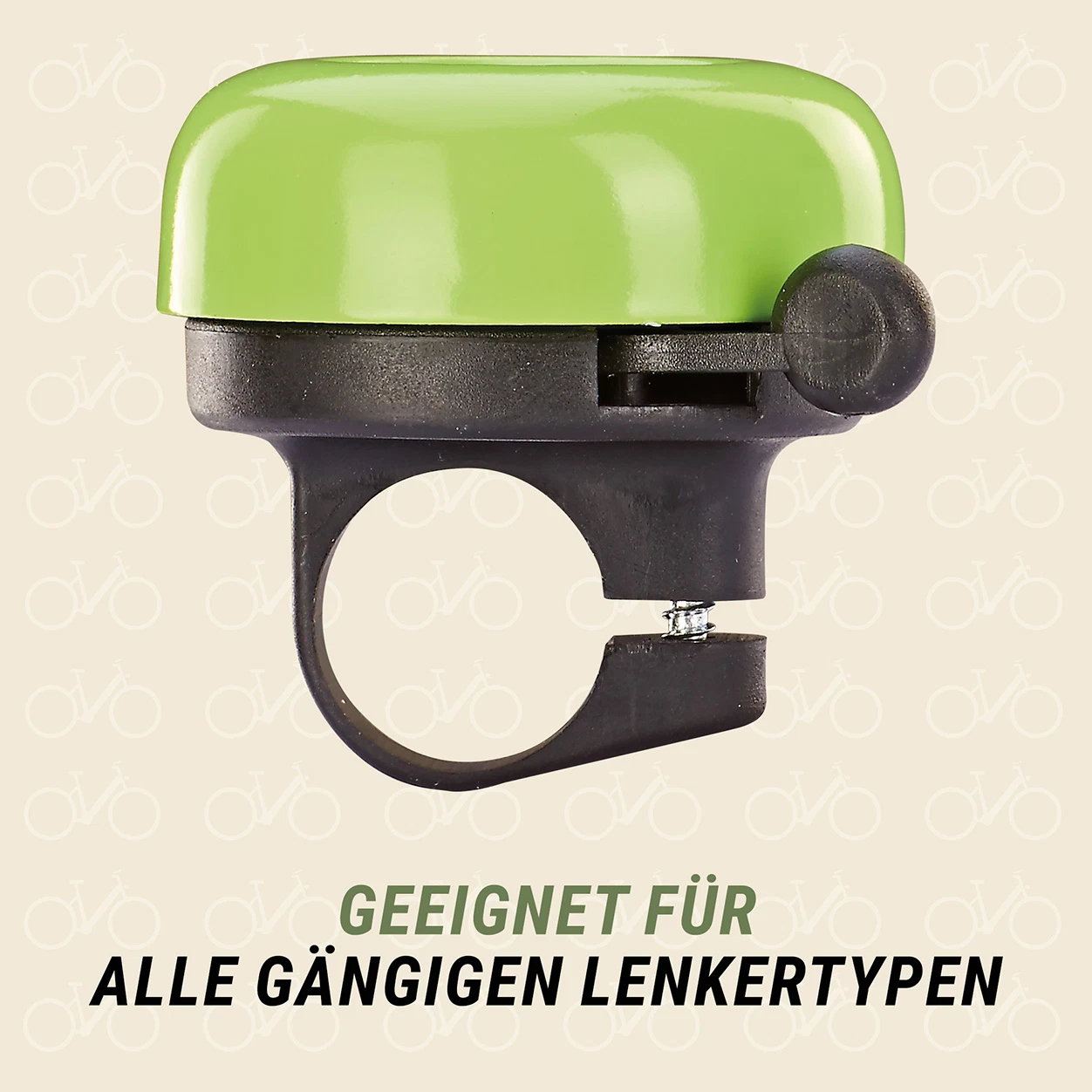 Fahrradklingel Dino Lenkertypen - seitliche Ansicht