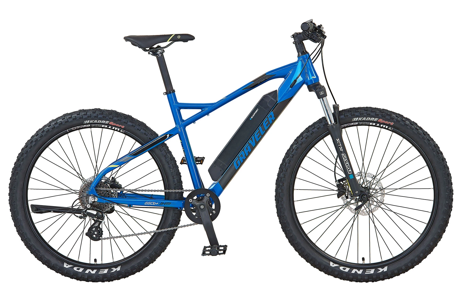 Vollansicht seitlich Prophete Graveler Hardtail E-MTB mit Heckmotor vor weißem Hintergrund