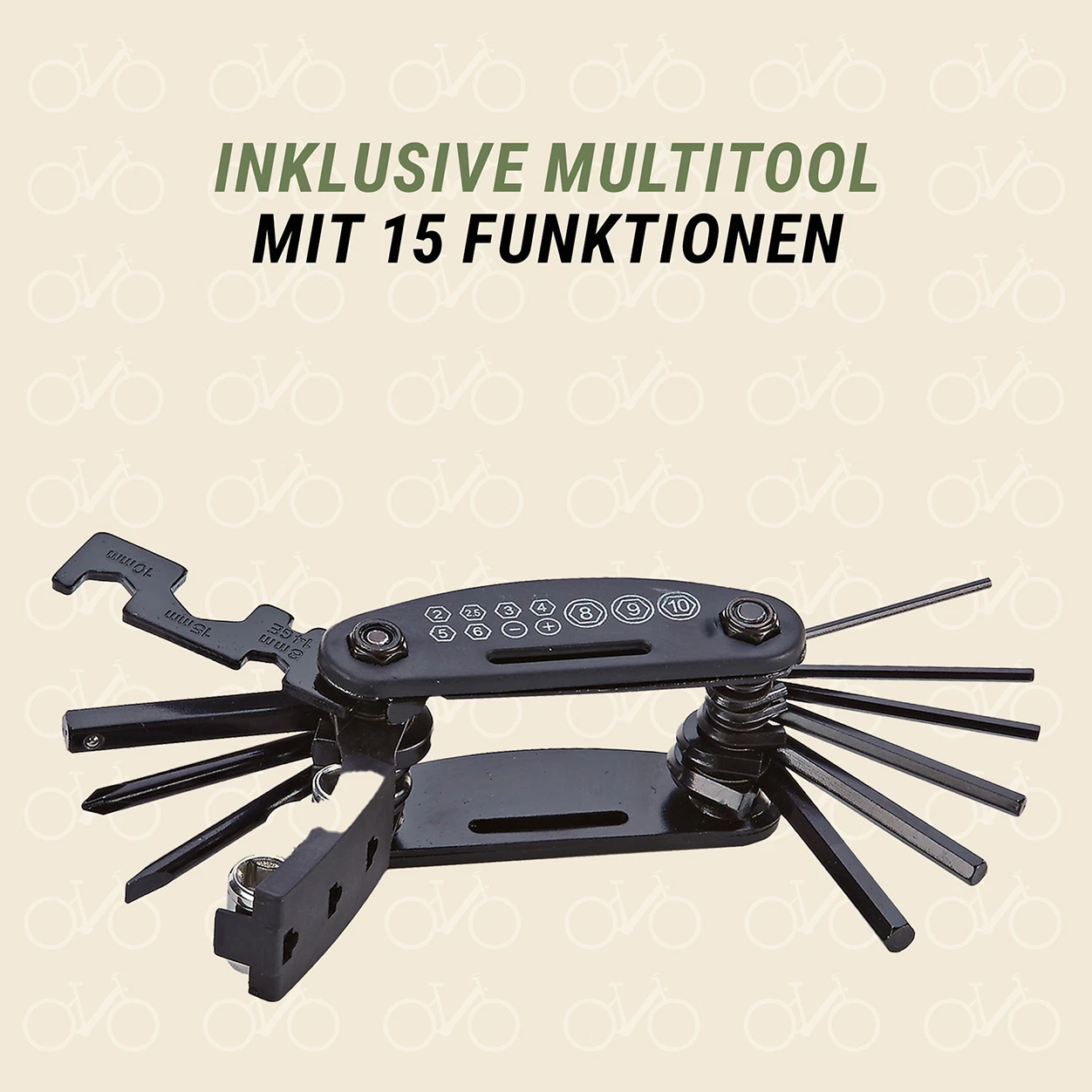 Fahrrad Reparaturset "Tour" inklusive Multitool - Ansicht von Vorne