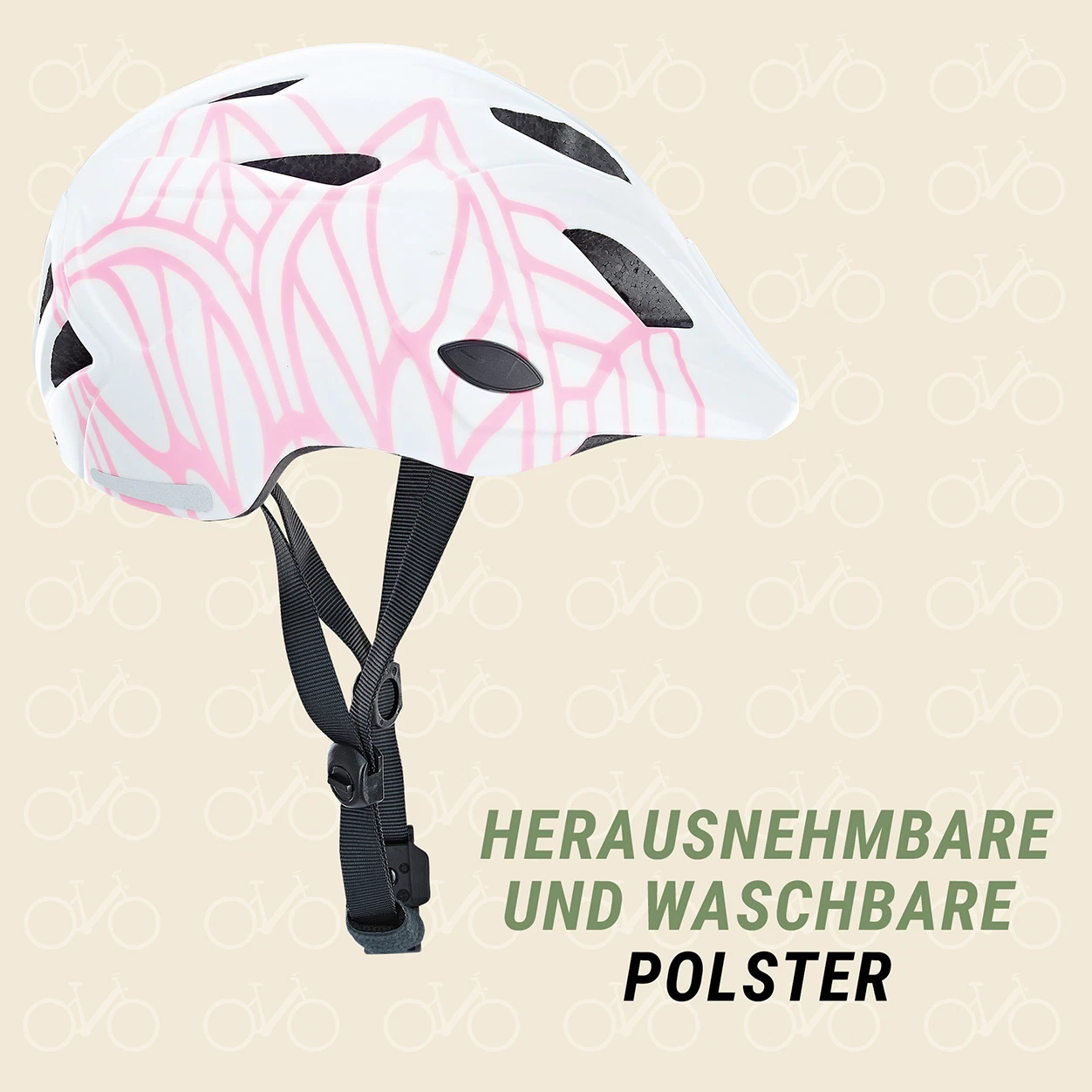 Kinder-Fahrradhelm weiß-pink