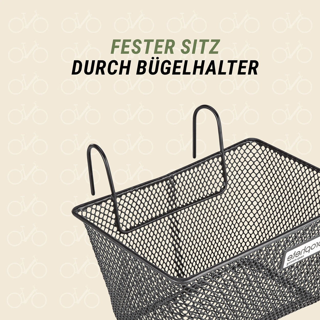 Lenkerfahrradkorb Schwarz fester Sitz durch Bügelhalter - detailansicht