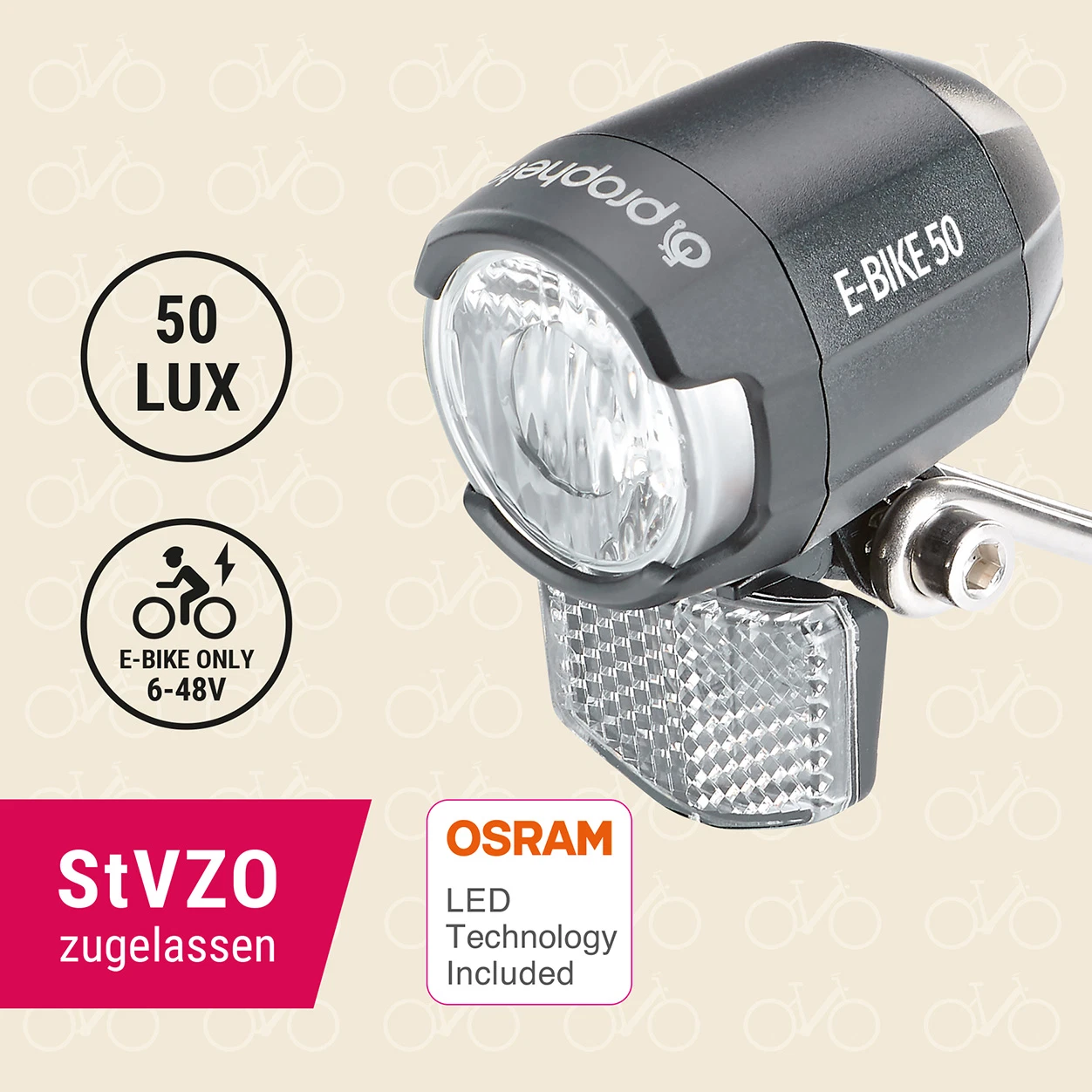 E-Bike Scheinwerfer 50 LUX