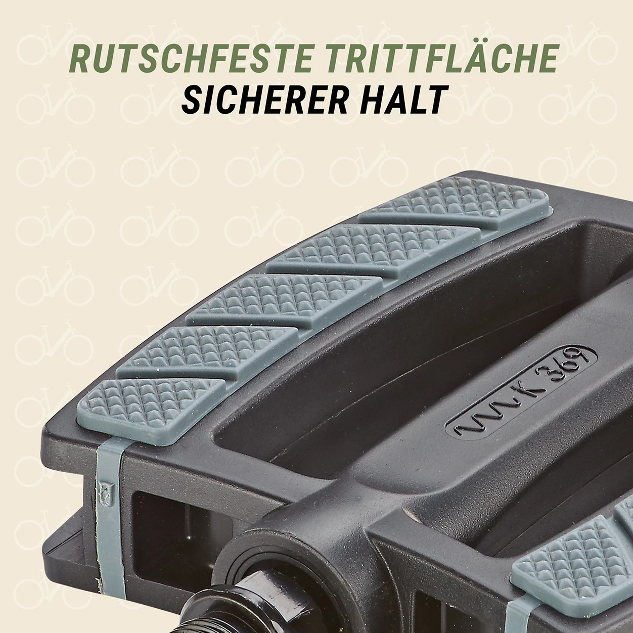 City und Trekking Pedale breit Schwarz Grau rutschfeste Trittfläche - detailansicht