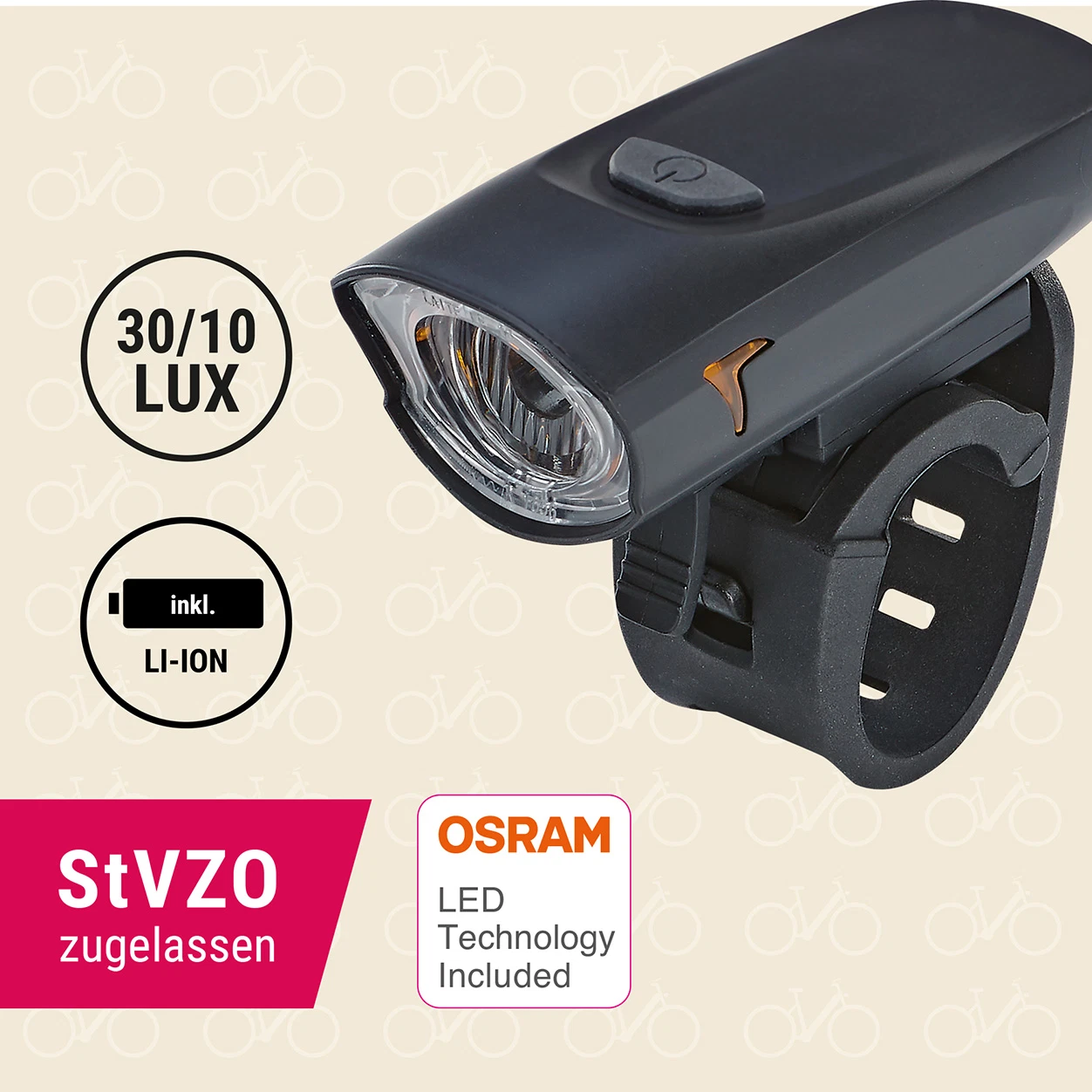 LED USB Akku-Scheinwerfer 30/15 Lux