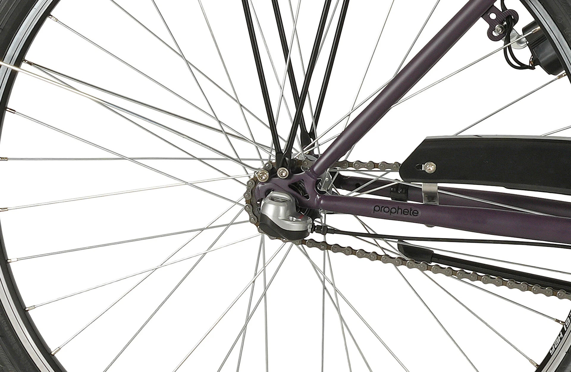 Geniesser 100 City Fahrrad - Detailansicht Schaltung auf weißem Grund