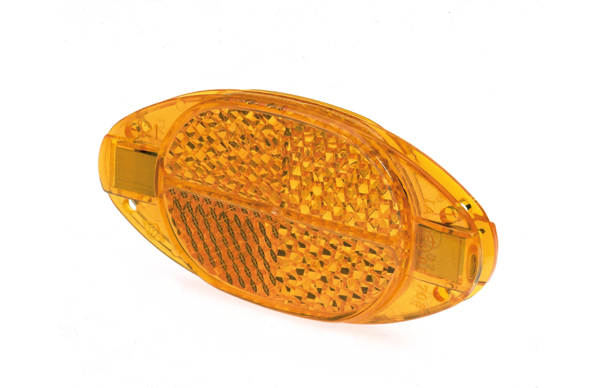 Reflektor orange - diagonale Ansicht auf weißem Grund