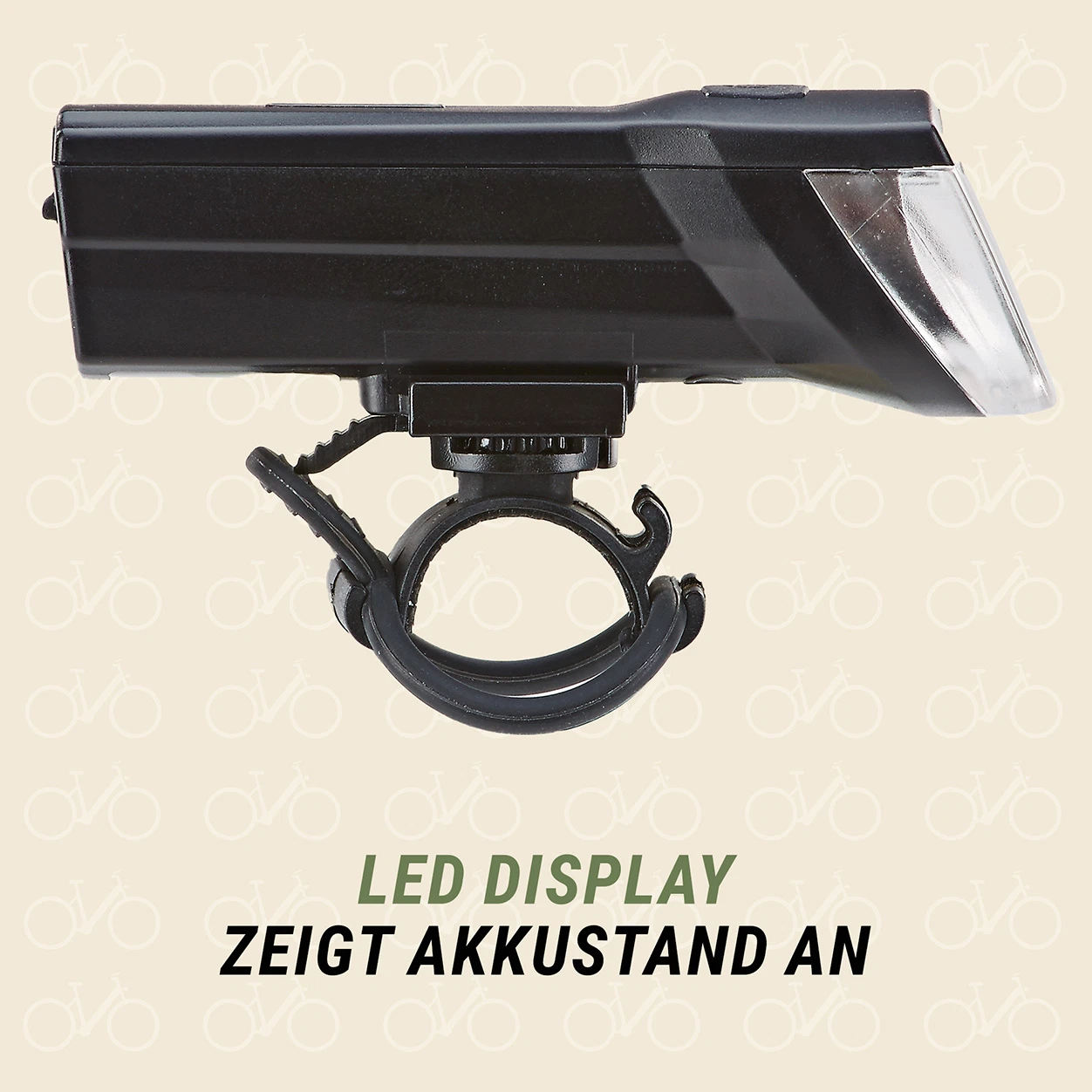 FrontscheinwerferLED Display Akkustand - seitliche Ansicht