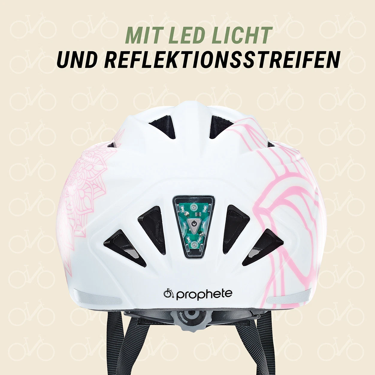 Kinder-Fahrradhelm weiß-pink