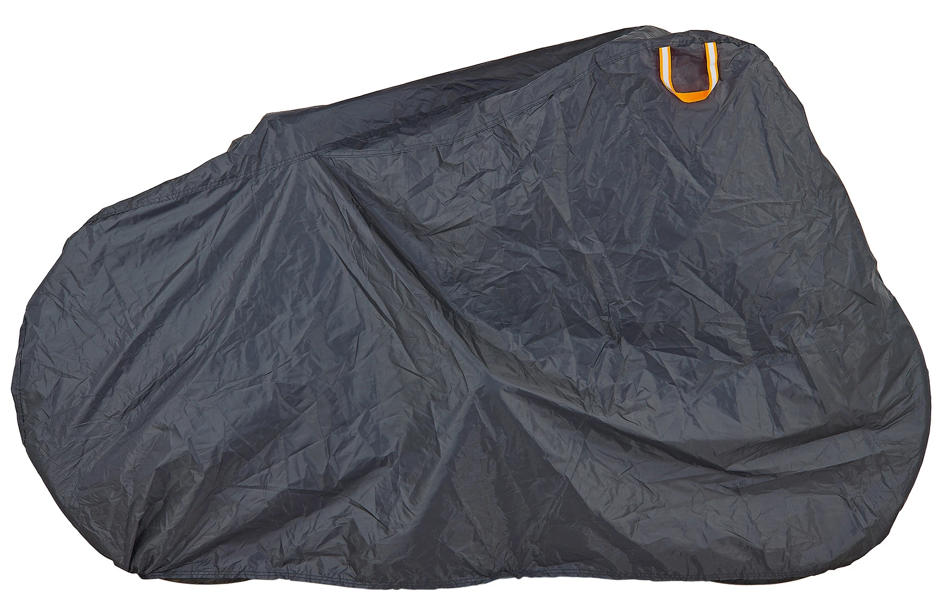 Faltgarage schwarz auf stehendem E-Bike - Seitenansicht auf weißem Grund