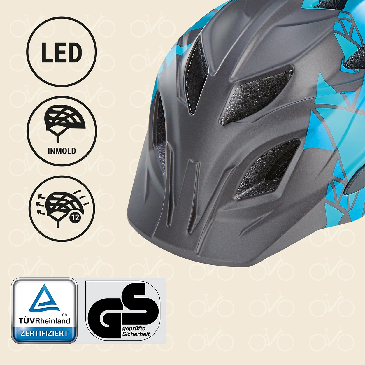 Kinder-Fahrradhelm schwarz-blau