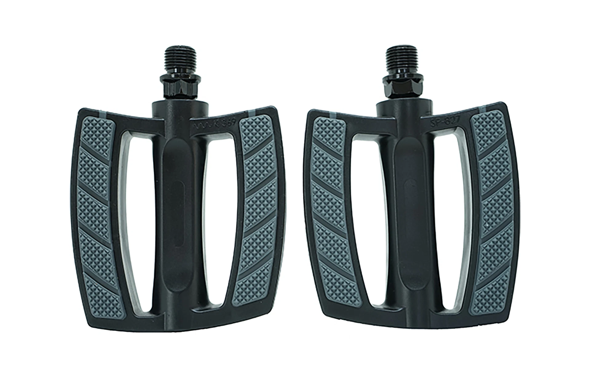 Pedale mit rutschfestem Profil - Ansicht von oben auf weißem Grund