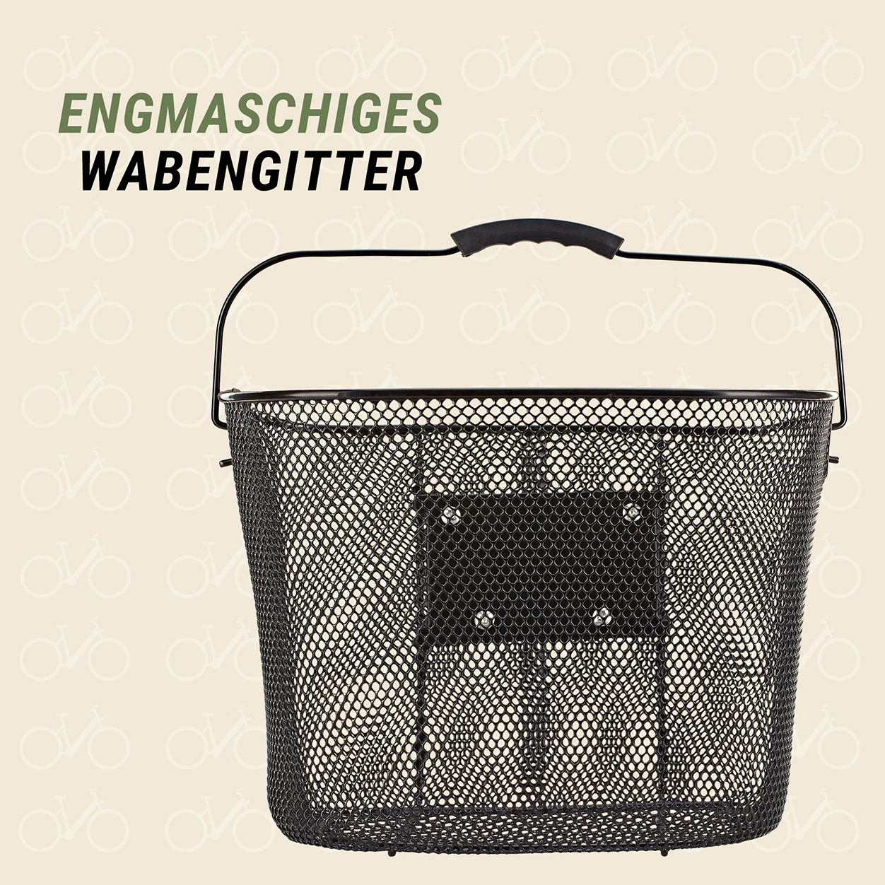 Fahrradkorb (Ahead) engmaschiges Wabengitter - vorne Ansicht