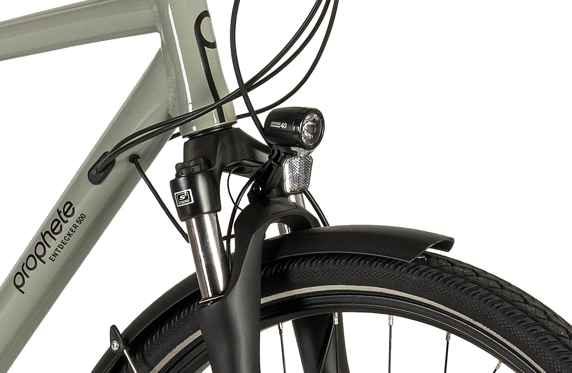 Entdecker 500 Trekking Bike Diamantrahmen - Detailansicht Beleuchtung auf weißem Grund